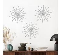 3 Set Black Metal Jeweled Wall Art Bling Crystal Home Décor Star Sun Rhinestone Wall Hanging Diamond Accents…