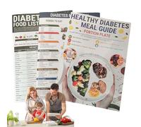 3 Set Diabetic Food Chart - Diabetic Food Meal Planner, Pieces Laminated Diabetes Food List, Glycemic Index Guide & Low Carb Diet Charts for Type 2,Pre Diabetes & Caregivers
