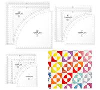 3 Set Drunkards Path Quilting Templates Large Quilting Rulers and Templates for Cutting Patterns with 1/4" Seam Allowance Supplies for DIY Craft(Clear,10, 8, 6 inch)