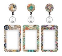 3 Set Heavy Duty Badge Holder with Retractable Reel,ID Badge Holder Key Card Work Badge Clip for Nurse Teacher Student Office Women Men
