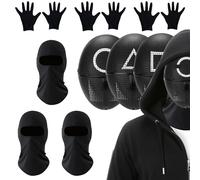 3 Set Korean Game Masks 3 Motive: Triangle Square Circle with 3 Pair of Gloves and 3 Face Covers for Fans, Cosplay, Game, Theme Party Prop and Collectors One Size