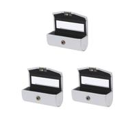 3 Set Leather Lipstick Case Holder Storage Box Mirror Purse Pocket Silver