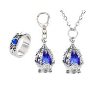 3 Set Madoka Magica Keychain Ring Necklace Anime Cosplay Chain (Blue)