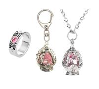 3 Set Madoka Magica Keychain Ring Necklace Anime Cosplay Chain (Pink)