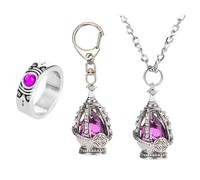 3 Set Madoka Magica Keychain Ring Necklace Anime Cosplay Chain (Purple)