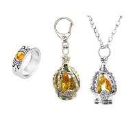 3 Set Madoka Magica Keychain Ring Necklace Anime Cosplay Chain (Yellow)