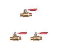 3 Set Male to Male 1/4 Thread Full Port Brass Ball Valve Shut Off Switch DN8 Red, Male to Male Red
