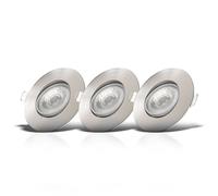 3 Set Recessed LED Spotlights 5W Tilt Downlight 68mm Slim Warm Light Nickel