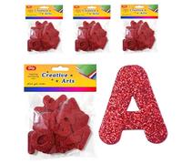 3 Set Red Glitter EVA Foam Letters Sticker A-Z Self-Adhesive Alphabet Stickers for Craft DIY Decoration,4 * 3.5CM