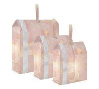 3 Set Travel Packing Cubes For Suitcases, Luxury Dusty Rose Gold Quartz, Stackable, Garment Bag Closet Storage, Luggage Space Saver, Luggages Management Personnel