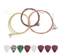 3 Sets Acoustic Guitar Strings with 8 Celluloid Picks - Steel Replacement Strings for Musicians, 8 Strings Total