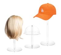 SHUNKAIZS Acrylic Hat Stands for Display, 3 Sets 8" 13" 16" Adjustable Height Baseball Cap Holder, Durable Cowboy Hat Rack Stand, Wig Holder Display Stands for Vendors Retail Salons Home Closet