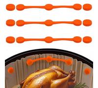 3 Sets Air Fryer Magnet Silicone Buckle, Secure Locking Disposable Liners Heat-Resistant & Prevent Paper Burns Magnetic Clips Holder for All Iron Air Fryer Accessories (Orange)