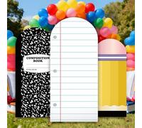 3 Sets Back to School Arch Backdrop Covers Pencil Notebook Paper Arched Backdrop Stand Cover First Day of School Arch Stretchy Background Cover for Kindergarten Birthday Party Ceremony Decorations