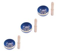 3 Sets Buddhist Music Bowl Prayer Instrument Bowl Buddha Supply Tibetan Sound Tibetan Bowls Meditation Copper Singing Bowl Metal Trim Decor Meditation Singing Bowls Nepal Fine Wood