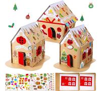 3 Sets Christmas Gingerbread House Kit Kids Christmas Craft Kit Cardboard Gingerbread House Decor Christmas Craft House Make a Gingerbread House Holiday Crafts for Christmas Party DIY Craft Supplies