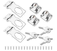 3 Sets Door Lock Hasp with Keys Door Bolt Latch Buckle Chrome Plated Lock Latch Hasp with Padlock and Screws Practical Set for Garden Gate Door Shed Windows Cabinets Wooden Furniture