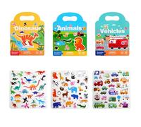 3 sets Educational Children's Animal Stickers, Reusable Sticker Book for Kids Ages 4-6, Durable and Fun Learning Toy
