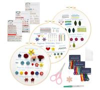 3 Sets Embroidery Kit for Beginners, Embroidery Starter Kits to Learn 28 Different Stitches, Cross Stitch Starter Kits, Floral Embroidery Patterns with Instruction Threads Hoops Needles Threading Tool
