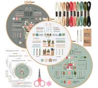 3 Sets Embroidery Stitch Practice Kit for Beginners, Basic and Advanced Embroidery Stitches Skill Techniques for Adults and Kids, Absolute Embroidery Starter Kits, Hand Crafts Kit (Stitch)
