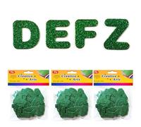 3 Sets Glitter Foam Letter Stickers, EVA Foam Alphabet Stickers A-Z, Self Adhesive Glitter Labels, Green