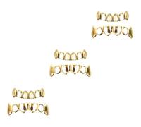 3 Sets Golden Hollow Copper Grill for Adult Rappers | Hip Hop Culture Accessory, Comfortable Wear and Stable Fit, Easy Install, Light Weight Decorative Style