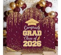3 Sets Graduation Party Decorations 4/5/6FT 2026 Graduation Arched Backdrop Cover Maroon and Gold Arch Backdrop Covers Graduates of 2026 Party Supplies Grads Arch Covers Spandex Stretchy Arched Cover