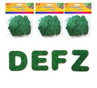3 Sets Green Glitter Foam Letter Stickers, Sparkly Alphabet Stickers A-Z, Self Adhesive EVA Foam Letter Labels, 4 x3.5cm
