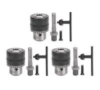 3 Sets Keyed Drill Chuck Set, Conversion Parts for Electric Hammer, 1/2in 20UNF1.5 13mm, High Carbon Steel, Manual Tightness Adjustment, Sturdy and Long Service Life