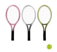 3 Sets Mini Tennis Decor - Includes Tiny Rackets & Balls For Dollhouses, Cakes, Keychains & Photo Props Perfect Sports-Themed Miniatures For Decor Or Souvenirs