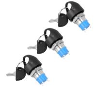3 Sets Mobility Scooter Ignition Switch 3 Pin Key Zinc Alloy Black