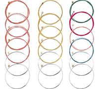 3 Sets of 6 Guitar Strings Replacement Steel String for Acoustic Guitar (1 Brass Set, 1 Copper Set and 1 Multicolor Set)