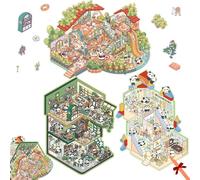 3 Sets of Big DIY 3D Sticker Scenes, Cute Kawaii Panda Stickers Make Your Own Room for Stress Relief, Reusable Miniature Scene Stickers Books DIY House