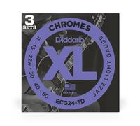 D'Addario Guitar Strings - XL Chromes Electric Guitar Strings - Flat Wound - Polished for Ultra-Smooth Feel and Warm, Mellow Tone - ECG24-3D - Jazz Light, 11-50, 3-Pack