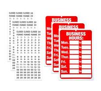 3 Sets Open Closed Sign for Shop Times,Ymapinc Business Office Store Hours Plastic Sign, Includes Boards and Usable Stickers, Opening Times for Shop Window Door, Red White