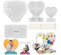 3 Sets Photo Frame Resin Molds, AIFUDA Heart Shape Resin Molds Silicone, Large 3D Picture Frame Epoxy Molds for Resin Casting Art Crafts Home Decor DIY Gifts Valentine's Day Weddings