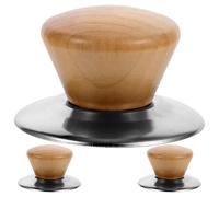 3 Sets Pot Lid Knob Stainless Steel and Wood Replacement