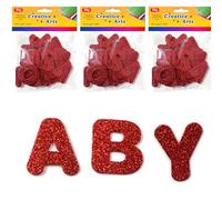3 Sets Red Glitter Foam Letter Stickers, Sparkly Alphabet Stickers A-Z, Self Adhesive EVA Foam Letter Labels, 4 x3.5cm
