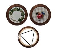 3 Sets Solid Wood Embroidery Frames with Bamboo Hoops, 6 Inch Round Embroidery Display Frame Set for Finished Cross Stitch and DIY Art Craft Sewing Ornaments