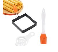 3 Sets Square Egg Mold, Stainless Steel Fried Egg Ring, Eggs Cooking Rings Non Stick, Griddle Pancake Shapers, with Silicone Handle, for Breakfast Omelette Sandwich