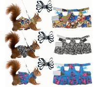 3 Sets Squirrel Leash and Harness Set,Ferret Harness Vest, Adjustable Flora Small Animal Harness Vest for Ferret, Dwarf Chinchilla, Guinea Pig, Fancy Rat (Small)