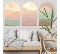 3 Sets Sun Mountain Arch Wall Stickers, Arch Sun Wall Decal,Full Moon Mountain Circle Wall Decals,Vinyl Decals Artistic Art Wall Decor Removable Peel And Stick Wall Decals For Living Room Bedroom ( Co