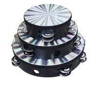 3 Sets Tambourine for Adults Wooden Tambourine 6/8/10 inch Hand Held Tambourine Metal Jingles Single Row Instrument Handheld Tambourine Drum