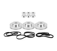 3 Sets Timing Belt Pulley Set with 20 Teeth and 60 Teeth Bore, 2GT Belts 610/852/1220 mm, Aluminum Alloy Double Flange Pulleys for 3D Printer CNC Milling Drilling