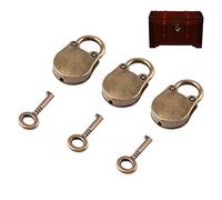 3 Sets Vintage Padlocks, Antique Zinc Alloy Little Bear Shape Mini Locks for Jewelry Box Diary Diary Luggage Wooden Box Security and Decoration