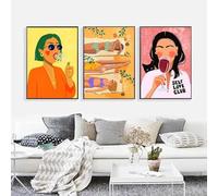 3 Sexy Girl Love Illustration Drink Wine Fruit Abstract Wall Art Canvas Painting Posters Prints Wall Picture For Living Room Decor 21x30cmx3 No Frame