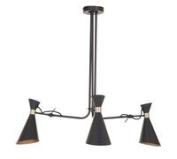 3 Shade Black & Gold Pendant Light With Bent Arms, Ceiling Lamp With Adjustable Rods, Two-Tone Metal Pendant Premier Housewares Black One Size