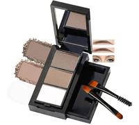 3-Shade Eyebrow Powder Palette for Natural Sculpting & Filling with Mirror - 2 Dual-Ended Brushes for Professional Soft Definition, Easy Shaping & Everyday Brow Styling Kit