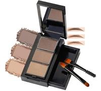 3-Shade Eyebrow Powder Palette with Light, Medium & Dark Brown Tones - Compact Brow Kit with Dual-Ended Brush and Mirror for Natural Definition, Daily Makeup for Fine or Sparse Hair