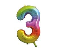 3-Shaped Rainbow Foil Balloon (86cm) - Perfect for Celebrations, Party Decor, Birthday, And More - 1 Pc